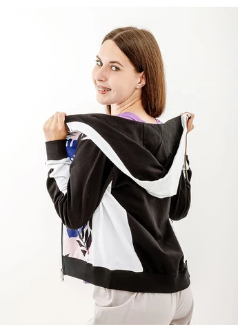 Жіноча Толстовка FLOWERS HOODIE ELASTIC FLEECE INSERT JACKET Чорний Білий Australian (268831427)