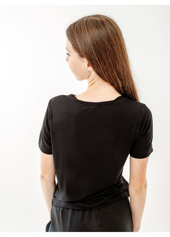 Черная летняя женская футболка logo flowers tee jersey v черный Australian