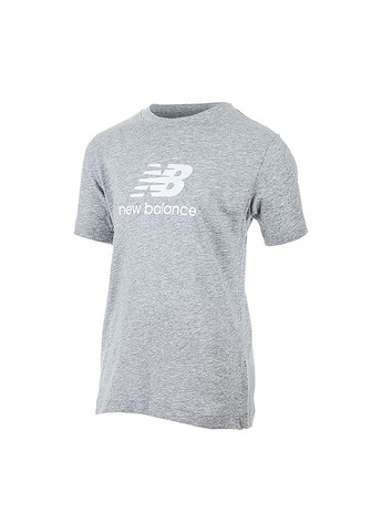 Серая демисезонная детская футболка essentials stacked logo jersey серый New Balance
