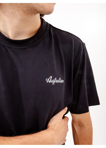 Чорна чоловіча футболка easy tech pique' t-shirt r-fit чорний Australian