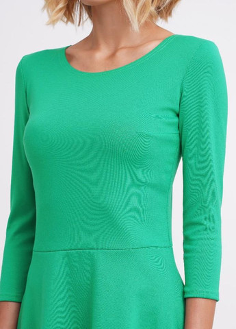 Зеленое кэжуал женское трикотажное платье-миди со скрытыми карманами бэби долл Podium однотонное