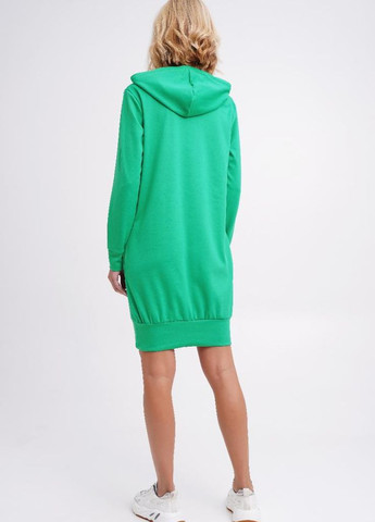 Зелена кежуал жіноча приталена худі-сукня з капюшоном сукня-худі Podium однотонна