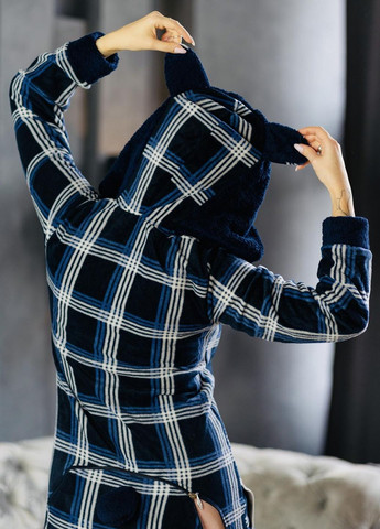 Темно-синяя зимняя пижама комбинезон Pijamoni Попожама халат (комбінезон з карманом на попі, піджамоні) - кигурумі