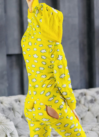 Жовта зимня піжама комбінезон Pijamoni Попожама хмарка (комбінезон з карманом на попі, піджамоні) - кигурумі