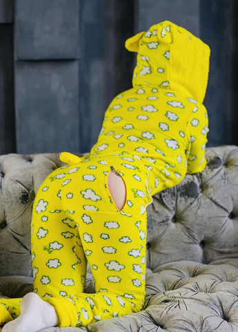 Жовта зимня піжама комбінезон Pijamoni Попожама хмарка (комбінезон з карманом на попі, піджамоні) - кигурумі