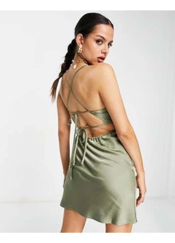 Оливковое (хаки) повседневный платье Topshop однотонное