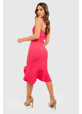 Малиновое повседневный платье Boohoo однотонное