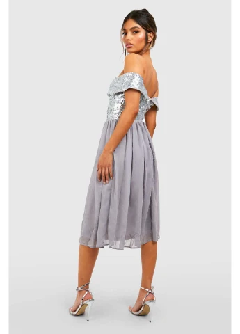Сіра сукня Boohoo однотонна
