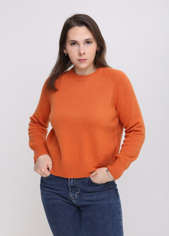 Помаранчевий демісезонний светр жіночий помаранчевий однотонний прямий джемпер JEANSclub Пряма