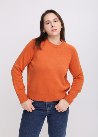 Оранжевый демисезонный свитер женский оранжевый однотонный прямой джемпер JEANSclub Пряма