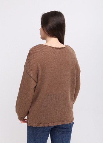 Коричневый демисезонный свитер женский коричневый вязаный тонкий свободный джемпер JEANSclub Вільна
