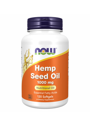 Конопляное масло с жирными кислотами Hemp Seed Oil 1000 mg - 120 Softgels Now Foods (269117625)