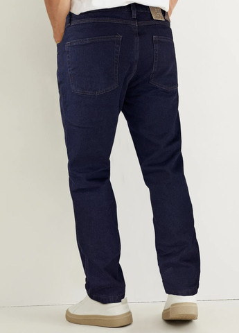Темно-синие демисезонные джинсы на флисе regular BC