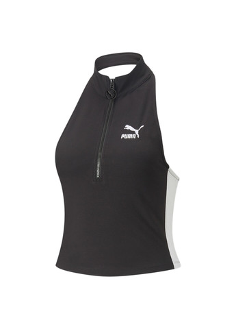 Чорна всесезон футболка t7 half-zip mock neck tee women Puma