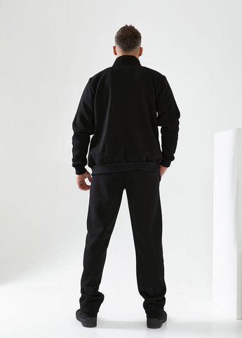 Черный демисезонный утепленный трикотажный костюм со вставками из клетчатой байки, сotton 75% Tailer