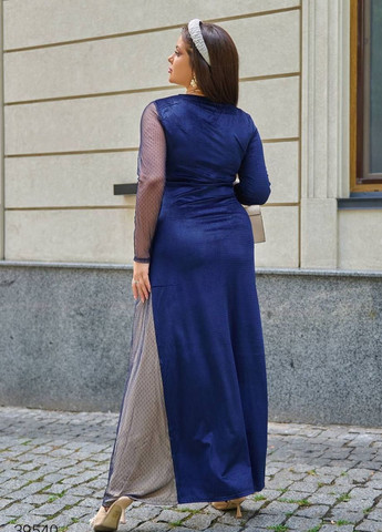 Синее вечернее вечернее бархатное платье Liton