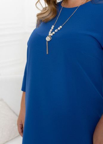 Синее праздничный платье-трапеция колокол No Brand однотонное