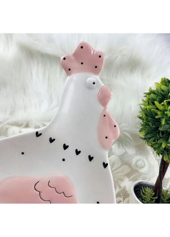 Тарілка керамічна Курка Великдень 6793 23х20 см біла No Brand (269252206)