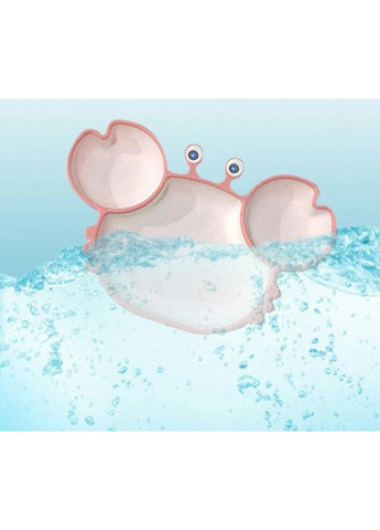 Тарілка дитяча на присосці на 3 секції Краб 6880 15х23 см рожева No Brand (269252254)