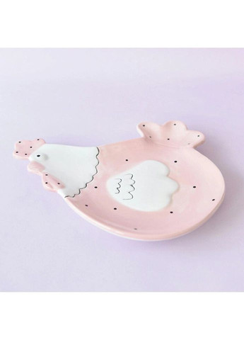 Тарелка керамическая Курица Пасха 6791 23х20 см розовая No Brand (269252271)