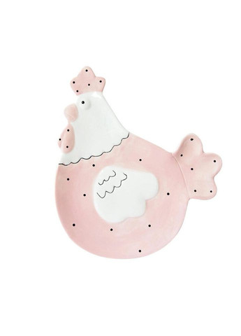 Тарелка керамическая Курица Пасха 6791 23х20 см розовая No Brand (269252271)