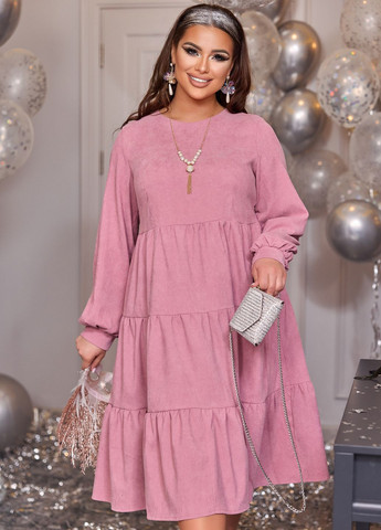 Розово-лиловое праздничный праздничное платье с украшением а-силуэт No Brand однотонное