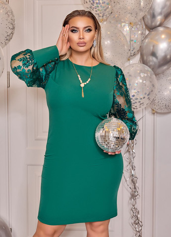 Зелена святковий святкова мереживна сукня з прикрасою No Brand однотонна