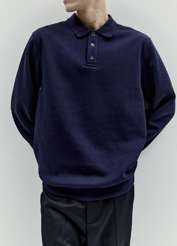 Темно-синяя футболка-поло для мужчин H&M