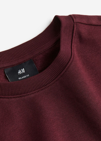 Свитшот H&M - крой бордовый кэжуал - (269341019)