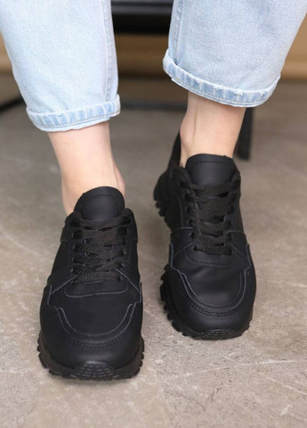 Черные демисезонные кроссовки женские кожаные AESD