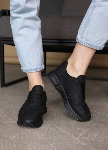 Черные демисезонные кроссовки женские кожаные AESD