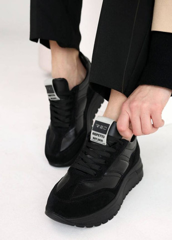 Черные демисезонные кроссовки женские кожаные Rispetto