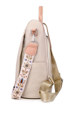 Рюкзак сумка антивор с вышивкой цветочек женский городской бежевый(16-0001) Bobby (269617451)