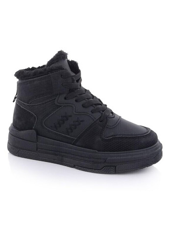 Черные кэжуал зимние ботинки для мальчика (зима) подростковые No Brand