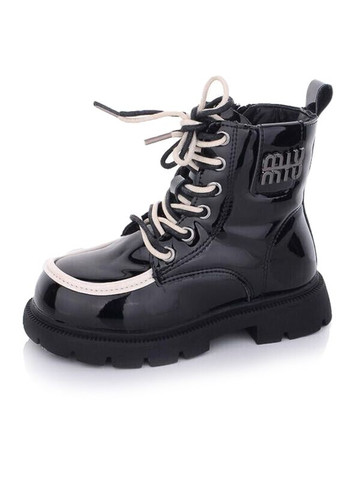 Черные кэжуал зимние ботинки для девочки (зима) No Brand