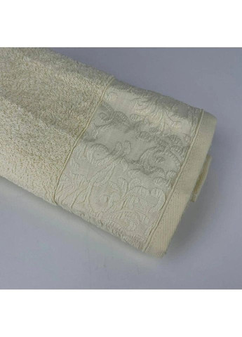 Рушник для обличчя махровий Vip Cotton Botan Туреччина 6399 молочний 50х90 см Febo комбінований