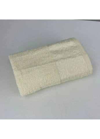 Рушник для обличчя махровий Vip Cotton Botan Туреччина 6399 молочний 50х90 см Febo комбінований