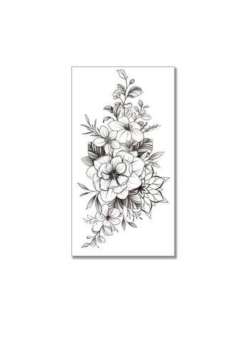 Временное тату водостойкое 3D большое Цветы и листья XQB-338 19,5х10 см No Brand (269368754)