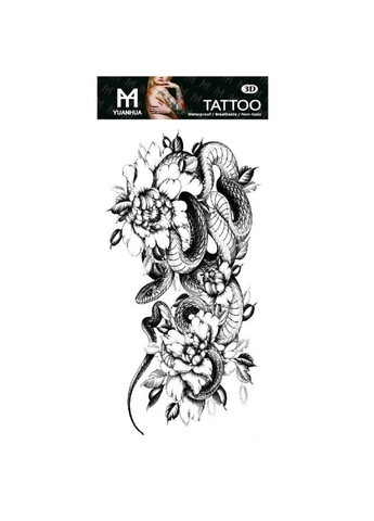 Временное тату водостойкое 3D большое Змеи в цветах FF-106 17.5х9 см No Brand (269368832)