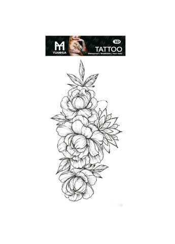 Тимчасове тату водостійке 3D велике Півонії FF-087 17х8.5 см No Brand (269368855)