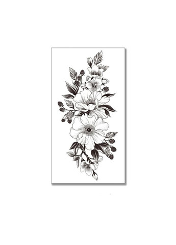 Временное тату водостойкое 3D большое Цветы и ягоды XQB-332 20х9 см No Brand (269368755)