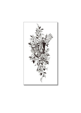 Временное тату водостойкое 3D большое Журавль в цветах XQB-356 19,5х8 см No Brand (269368729)