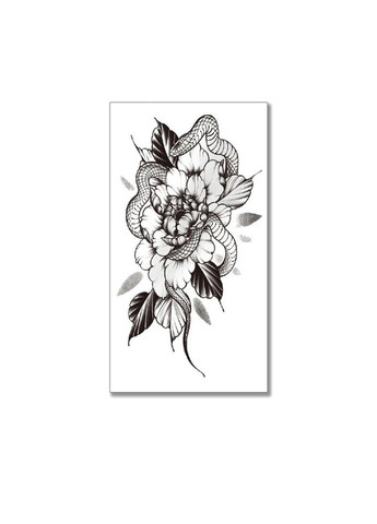 Тимчасовий тату водостійкий 3D великий Змія з квіткою XQB-359 19х10 см No Brand (269368829)