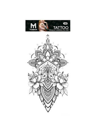 Временное тату водостойкое 3D большое Цветы с узором FF-120 17.5х8.5 см No Brand (269368875)