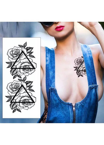 Тимчасовий тату водостійкий 3D великий Квіти в трикутнику BK-021 18х8.5 см No Brand (269456097)