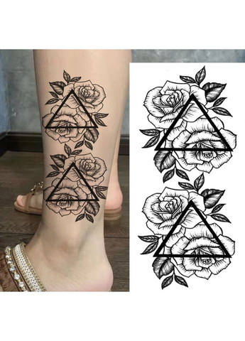 Тимчасовий тату водостійкий 3D великий Квіти в трикутнику BK-021 18х8.5 см No Brand (269456097)