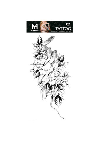 Тимчасове тату водостійке 3D велике Квіти зі змією FF-104 18х8.5 см No Brand (269454860)