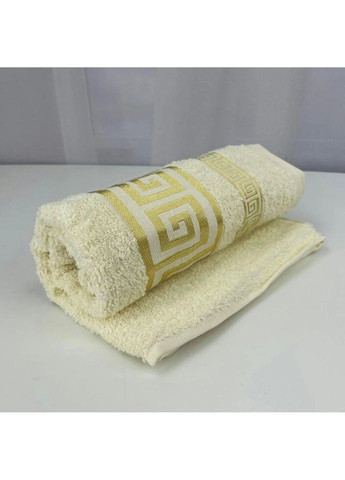 Полотенце для лица махровое Vip Cotton Grek Турция 6388 молочное 50х90 см Febo комбинированный