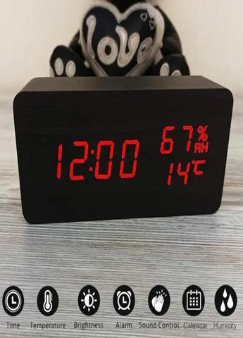 Электронные LED часы с краснной подсветкой с гигрометром и термометром -862S VST (269696703)