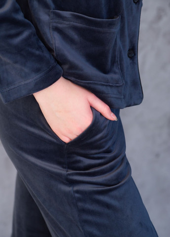 Серая зимняя пижама велюровая с рубашкой kant рубашка + брюки SWAM